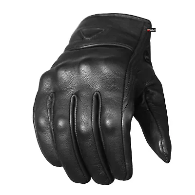 Men's Premium Leather Street Motorcycle Protective Cruiser Biker Gel Gloves • $21.99
