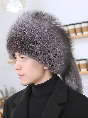 100% Real Fox Fur Hat Thicken Winter Warm Cap Mongolia Cap With Tail Handsome Me • $88.35