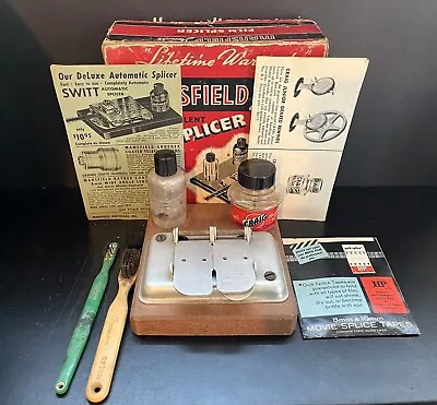 VINTAGE MANSFIELD JUNIOR FILM SPLICER 8 And 16mm SILENT IR SOUND WITH BOX • $9.99