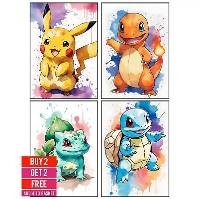 Pokemon Wall Art Children's Bedroom Wall Art Gift Poster Print Pokémon Starter • £3.99