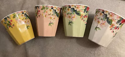 £18 • Buy BNWOT Set 4 Mixed Colour Floral Melamine Cup/Tumbler/ Beaker Reusable Picnic Use