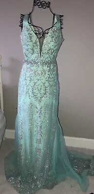 Prom Gown Dress By Mori Lee Size 6 Style Mint Green Beaded Sleeveless • $69