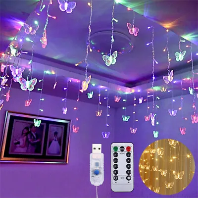 £15.95 • Buy Butterfly Curtain Fairy Lights USB Twinkle LED String Lights Wedding Party Decor