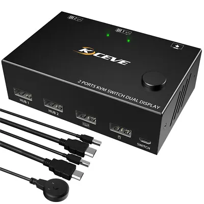 2 In 2 Out HDMI KVM Switch 2 Ports USB Dual Monitor 2 Computer Control Switch • $83.48