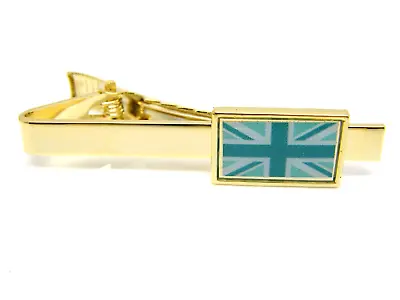 Union Jack Badge Tieclip Tie Pin Clip Flag Gift Blue Gold Plated • £3.99