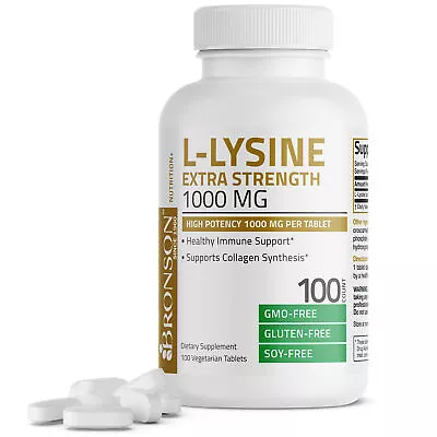 Bronson L-Lysine Extra Strength 1000 MG 100 Vegetarian Tablets • $9.99