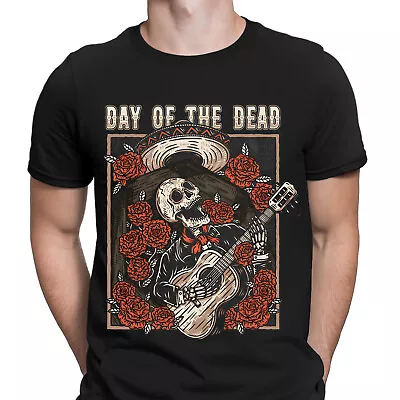 Day Of The Dead Mexican Skeleton Sugar Skull Guitar Mens T-Shirts Tee Top #6NE • £9.99