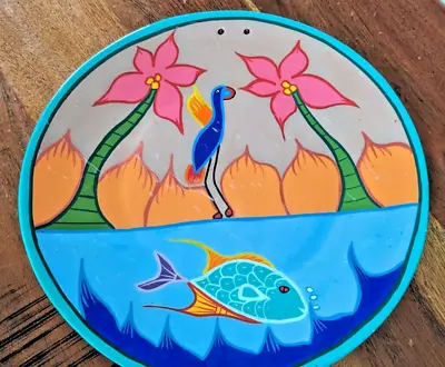 Vintage Rafael Marcos (?) Fish Clay Wall Hanging Plate Folk Art Bird And Fish • $25