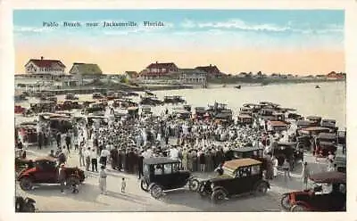 Jacksonville Florida Visitors And Autos At Pablo Beach Antique Pc BB3398 • $12.75