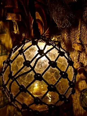 TIKI BAR GLASS FLOAT LIGHT Lamp 12”From Drilled Vintage Japanese Fishing Ball! • $160