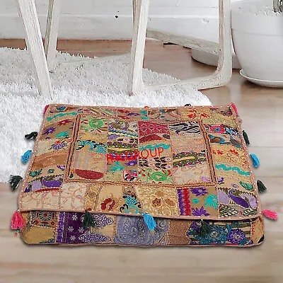 Square Floor Cushion Meditation Pillow Bohemian Decorative Boho Hippie Ottoman • $34.64