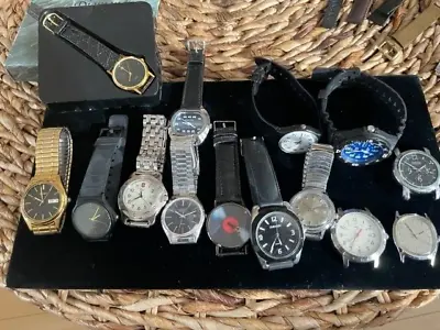 Lot Of 14 Vintage Men's Watches Seiko Citizen Timex Swiss Army Casio Swatch Runs • $150