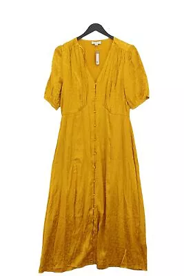 Warehouse Women's Midi Dress UK 12 Yellow 100% Other A-Line • £16