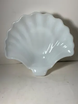Vintage Anchor Hocking Milk Glass Shell Shaped Dish/ Trinket Dish 7 In. • $10