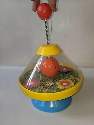 Chicco Italian Spinning Push Toy Vintage W/ Bell - Flowers - Bee Made In Italy • $25