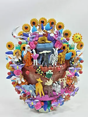 CLAY TREE Of LIFE 100% Handmade Colorful Mexican Folk Art • $139