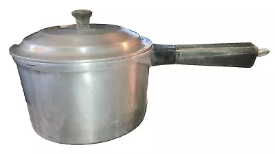 Vintage Miracle Maid Cookware Covered Sauce Pot Pan G2 Aluminum Wood Handle • $26.99