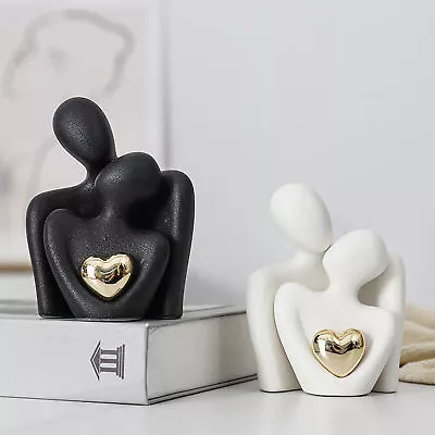 Couple Figurines In Love Modern Ceramic Sculpture Romantic Abstract Craft Figure • £13.94