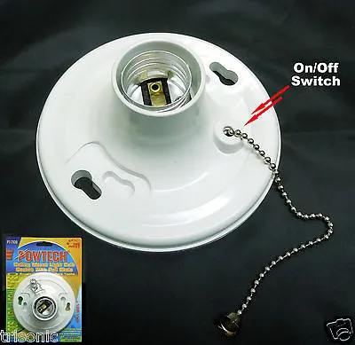 New Medium Base Ceiling Mount Light Bulb With Pull Chain 125V Socket Lampholder • $7.99