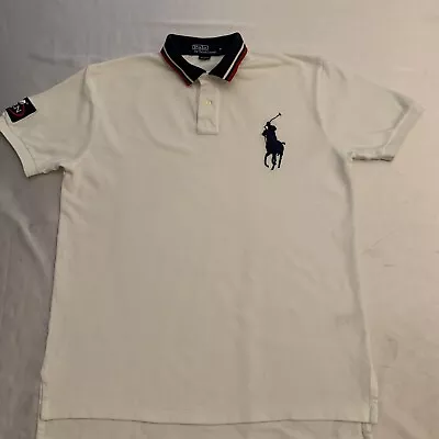 Polo Ralph Lauren US Open Tennis Polo Shirt Mens Medium 2005 White Big Pony 👀🔥 • $16.99