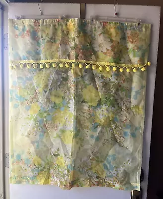 Vtg Hygiene Yellow Flower Floral Shower Bathroom Powder Room Curtain Retro • $18.19