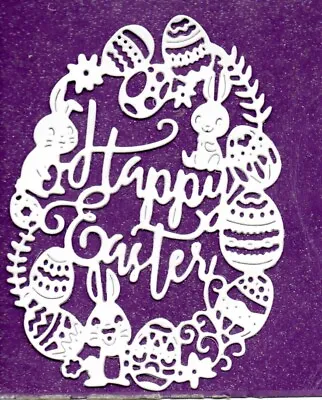 6 New Happy Easter Bunny Egg Scene Die Cuts - White Topper- Garden Easter Animal • £1.70