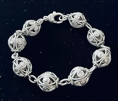 Judith Ripka 925 Sterling CZ Diamonique Truffle Beaded Link Bracelet  7.5  • $145