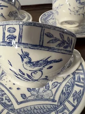 £90 • Buy GIEN FRANCE, Oiseau Bleu, Cups And Saucers Set Of 6