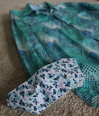 $45 • Buy Robert Graham Vibrant Aqua & LightBlue Mini Polka Dot Mens XL Long Sleeve