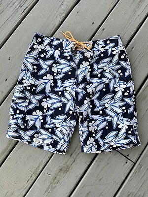 J.Crew Swim Shorts Men Size 29 Blue/White Floral Navy Lined Board Trunks • $12.75