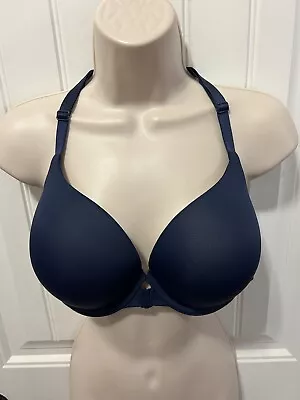 Victoria Secret Bra T-Shirt Push-up Full Coverage 36DD Lace Racerback Navy • $18.59