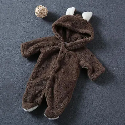 Soft Newborn Baby Boys Girl Polar Fleece Teddy Bear Babygrows Jumpsuit Romper  ♧ • £7.09