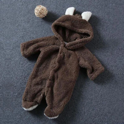 Soft Newborn Baby Boys Girl Polar Fleece Teddy Bear Babygrows Jumpsuit Romper  ♧ • £7.09