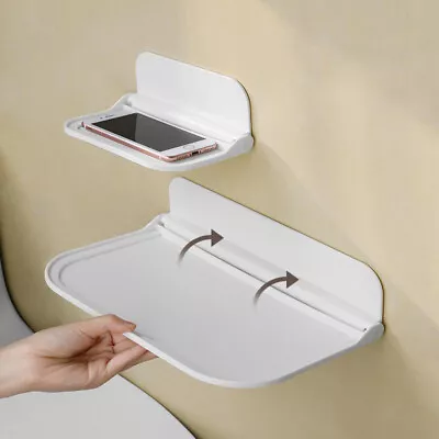 Foldable Floating Shelf Wall Mounted Shelf Wall-Shelf Bathroom Shelf Home Decor • £5.45