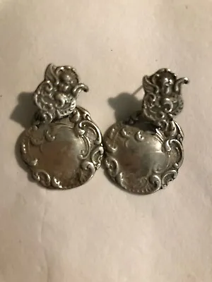 Vintage Sterling Silver T. Foree Hunsicker Small Luggage Tag Drop Earrings  • $34.99