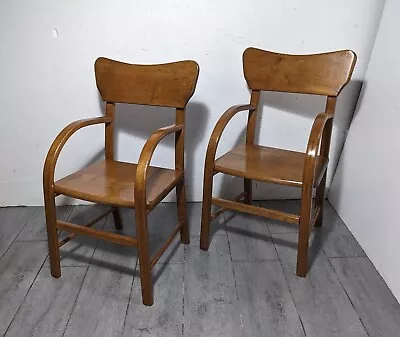 Vintage Pair Of Rustic Child/Kid Wood School Playroom Desk Chairs • $112.50