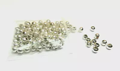 100 Pieces ~ 4mm SILVER BALLS ~ SEAMLESS BEADS ~ JEWELRY ~ LOT • $3.50