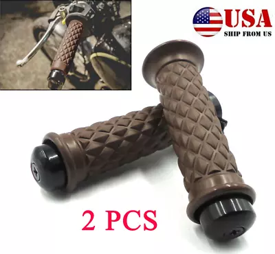 2x Universal 7/8  22mm Motorcycle Handlebar Hand Grip Covers + Bar End Cap Plugs • $25.82