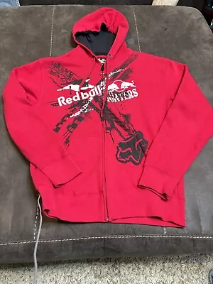 Fox Racing Red Bull Fighters RED Full Zip Hoodie Men’s LARGE • $58.89