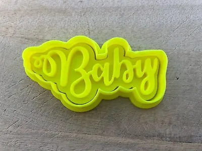 Baby Shower Cursive Font Cookie Cutter & Embosser Stamp Set - Biscuits Cake • £4.96