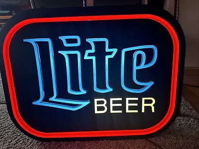 Vintage Miller Lite Beer Neo Neon Wall Hanging Bar Lighted Light Sign 3D • $125