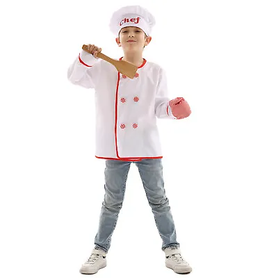 Kids Children's Chef Cook Kitchen Baker Uniform Roleplay Fancy Dress Costume • £12.99