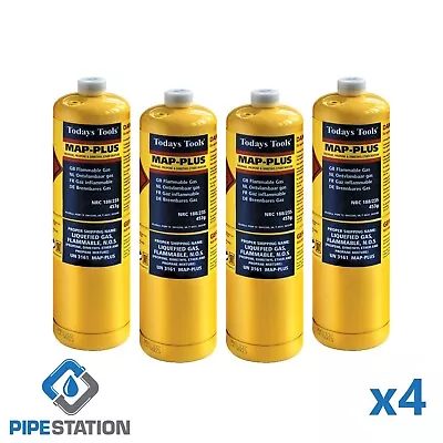 4x Yellow MAPP / MAP+ Pro Gas Cylinder Disposable Bottle Free Fast DELIVERY • £38.99