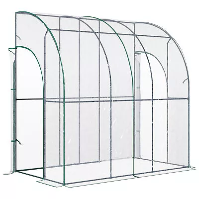 Outsunny 214 X 118 X 212cm Walk-In Lean To Wall Tunnel PVC Greenhouse With Doors • £52.99