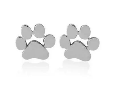£3.99 • Buy Silver PAW PRINT CAT DOG EARRINGS  PUSHBACK STUD SILVER
