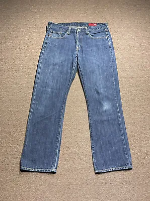 Express Jeans Mens Size 34 Slim Fit Blue Denim Low Rise Cotton Pants Mens 34x32 • $23.95