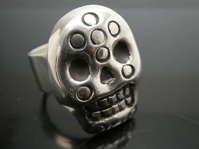 Citlal Castillo Vintage Mexican 925 Sterling Day Of The Dead SKULL RING Size 9 • $220