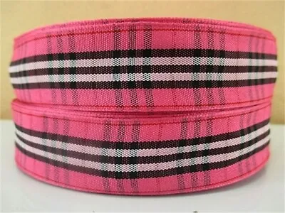 1 Metre Pink Tartan Scottish Ribbon Size 1 Inch Hair Bows Headbands Card Making • £0.99