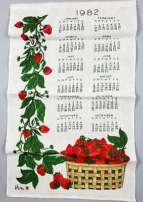 VTG Vera Neumann Lady Bug 1982 Calendar Linen Tea Dish Towel Strawberry Basket • $20