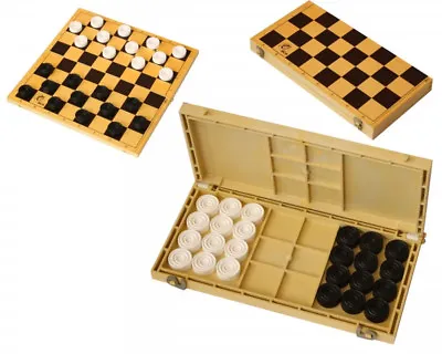 Checkers With Chess Board Game In Box Black And White Set Of 24 Draughts • $19.95